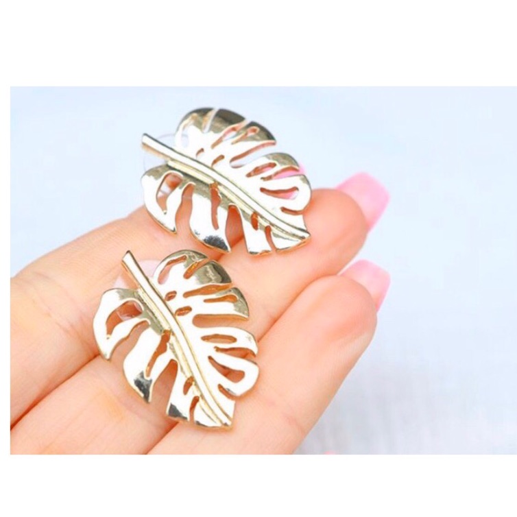 Tropical Leaf Gold Earrings